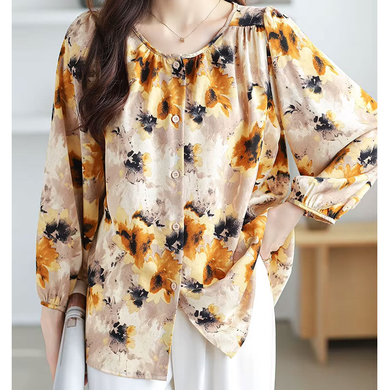 Floral long-sleeve blouse for women | Abigail