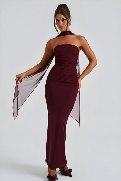 Luxury cocktail strapless maxi bodycon dress for women -6