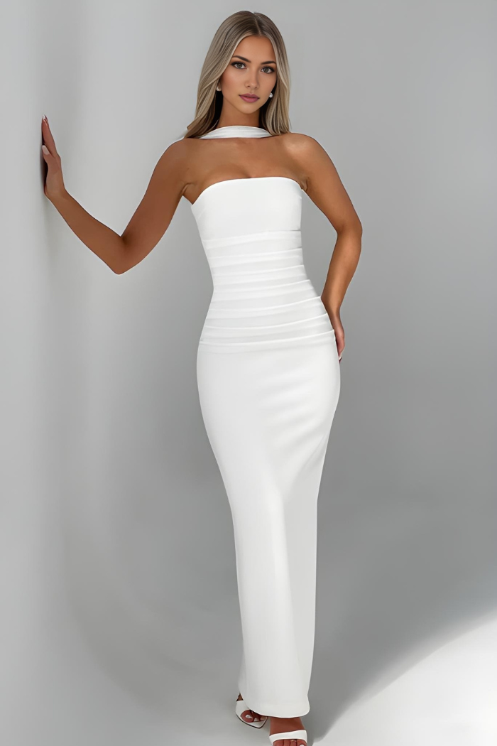 Luxury cocktail strapless maxi bodycon dress for women -4