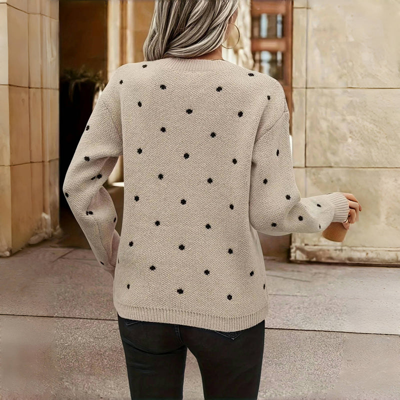 Relaxed polka-dot knit everyday sweater for women | Lunette -8