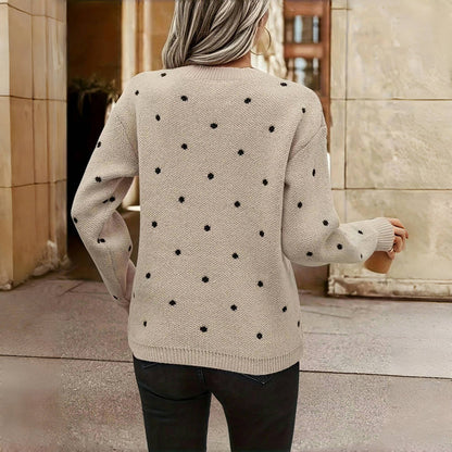 Relaxed polka-dot knit everyday sweater for women | Lunette -8