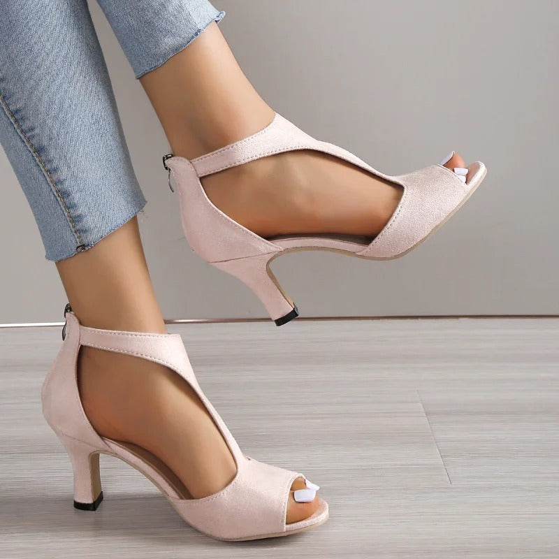 Elegant open-toe comfort heels for women | Amara -9