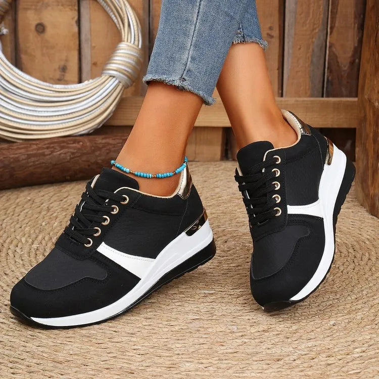 Trainers wedge lacets shoes marche plateforme for women -4