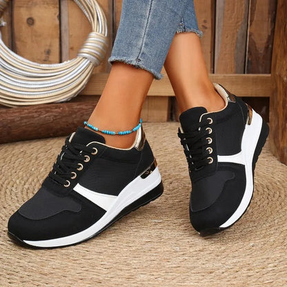 Trainers wedge lacets shoes marche plateforme for women -4