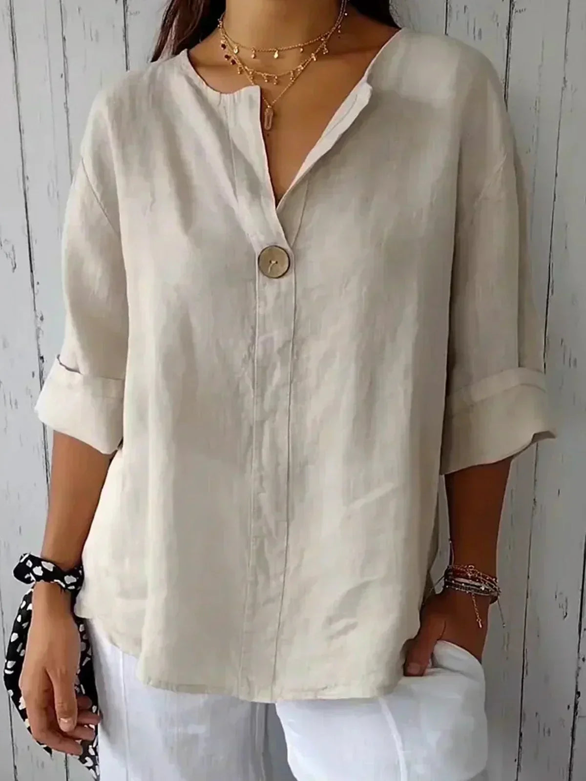 Casual V-neck everyday blouse for women | Nayla -1