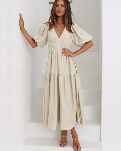 Puff sleeves dress for women | Enola -6