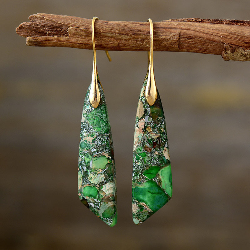 Natural stone drop earrings for women -5