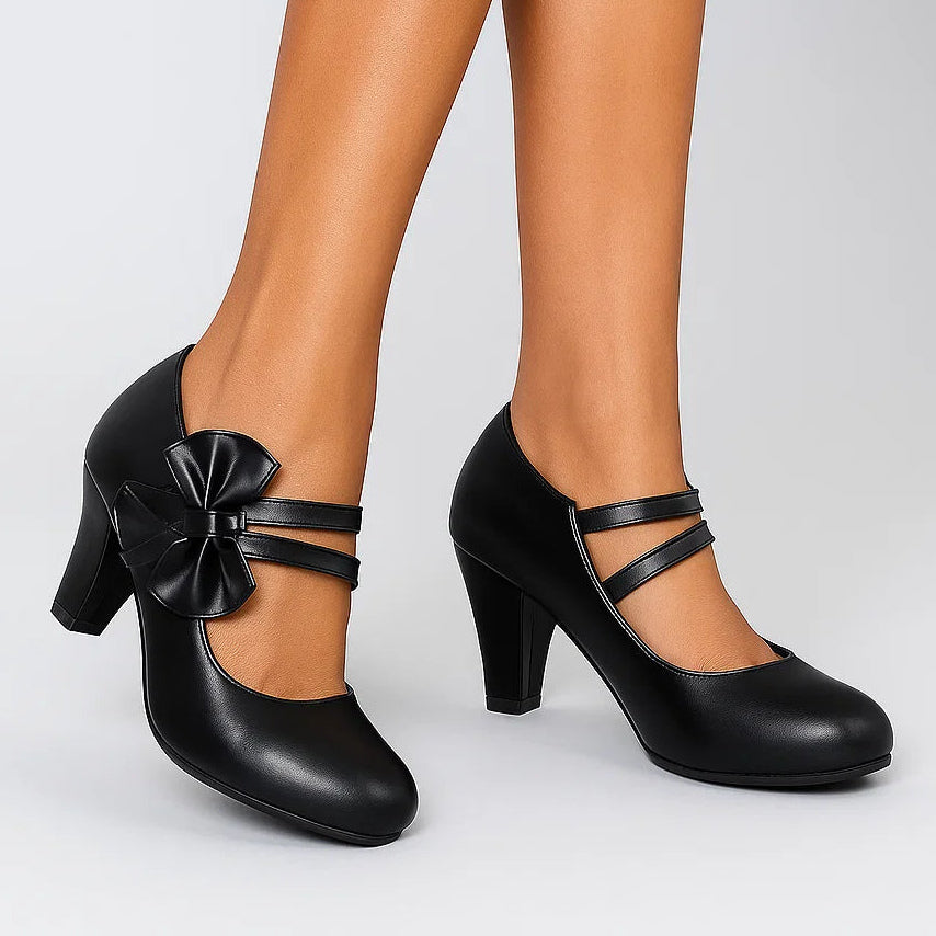 Classic bow-detail elegant heels for women | Bella -11