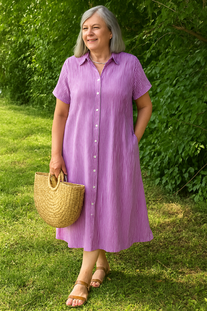Relaxed striped dress for women -8