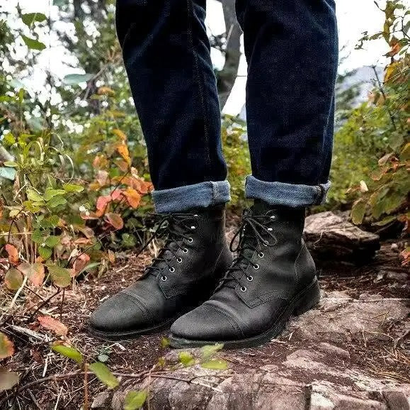 Classic rugged boots with timeless silhouette for men | Caleb