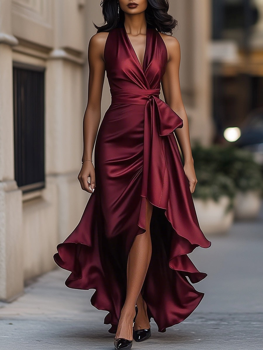 Dress dos nu volants for women | Midnight Elegance -3
