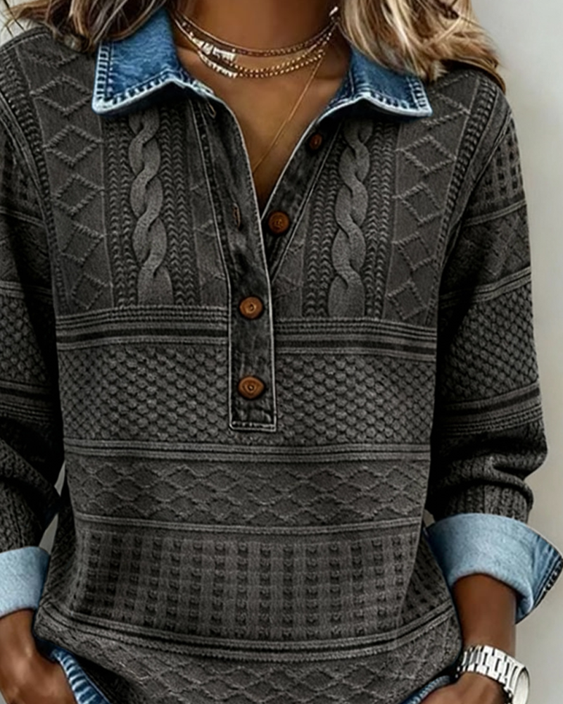 Chic half-button sweatshirt for women | Elara -6