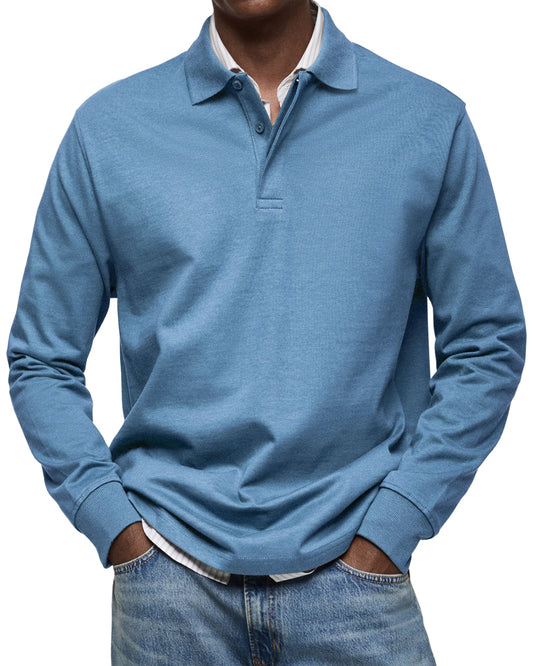 Classic long-sleeve relaxed polo shirt for men | Gary -1