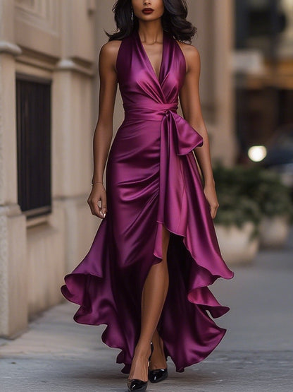 Dress dos nu volants for women | Midnight Elegance -8