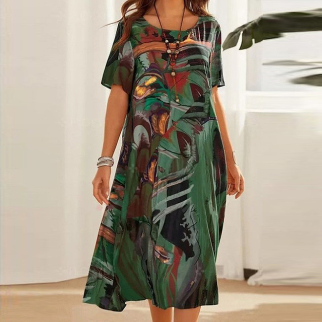 Relaxed printed dress for women | Claire -2