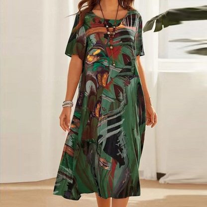 Relaxed printed dress for women | Claire -2