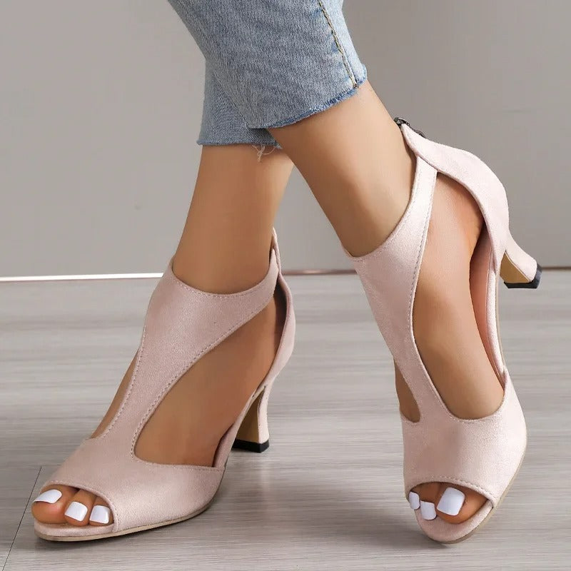 Elegant open-toe comfort heels for women | Amara -3
