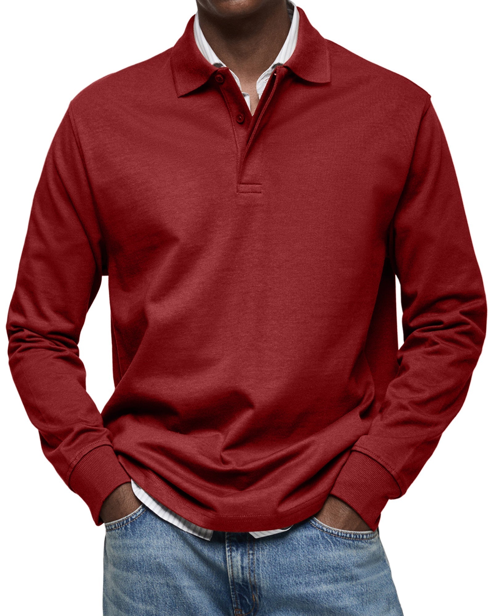 Classic long-sleeve relaxed polo shirt for men | Gary -10