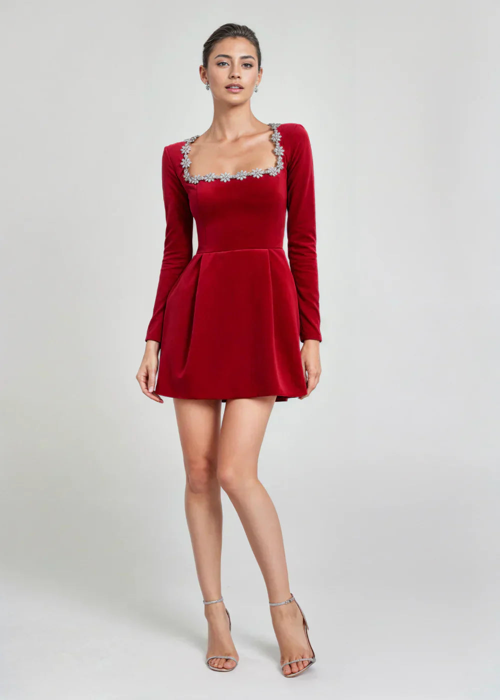 Chic velvet mini dress for women | Willow -9