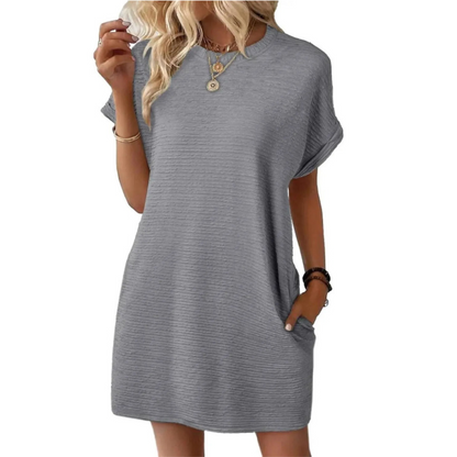 Casual minimalist round-neck summer dress for women | Evasha -10