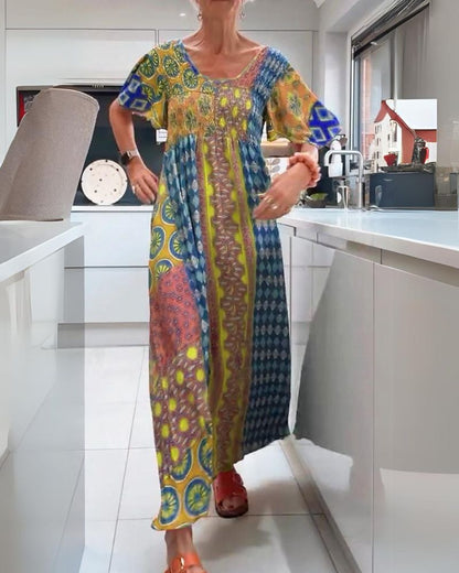 Colourful relaxed bohemian everyday dress for women | Corinne -6