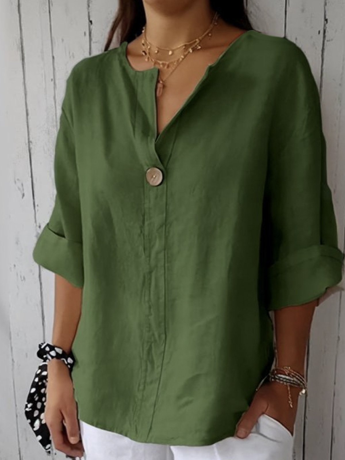 Casual V-neck everyday blouse for women | Nayla -6