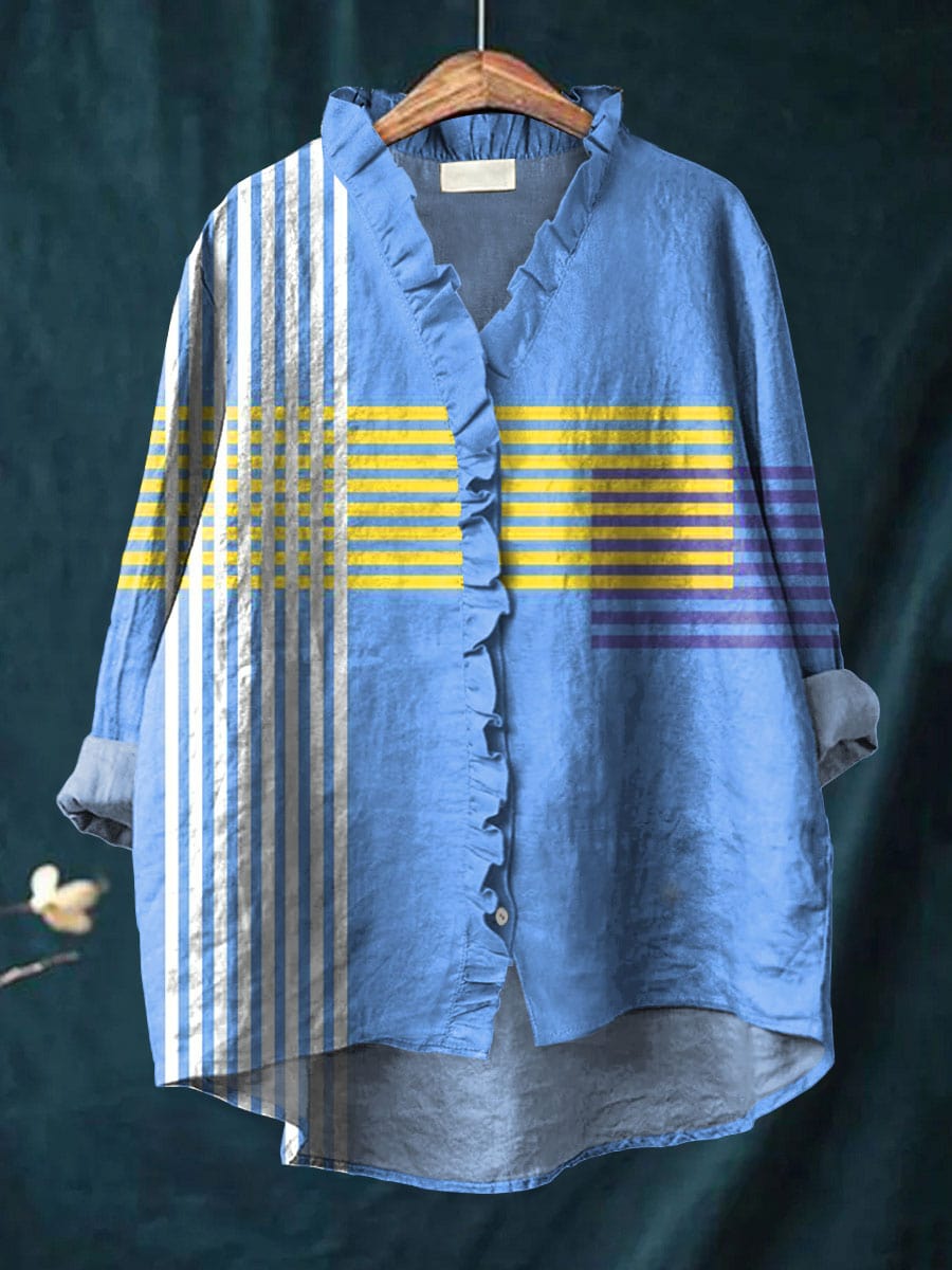 Ruffle-trim blouse with relaxed silhouette for women | Tina