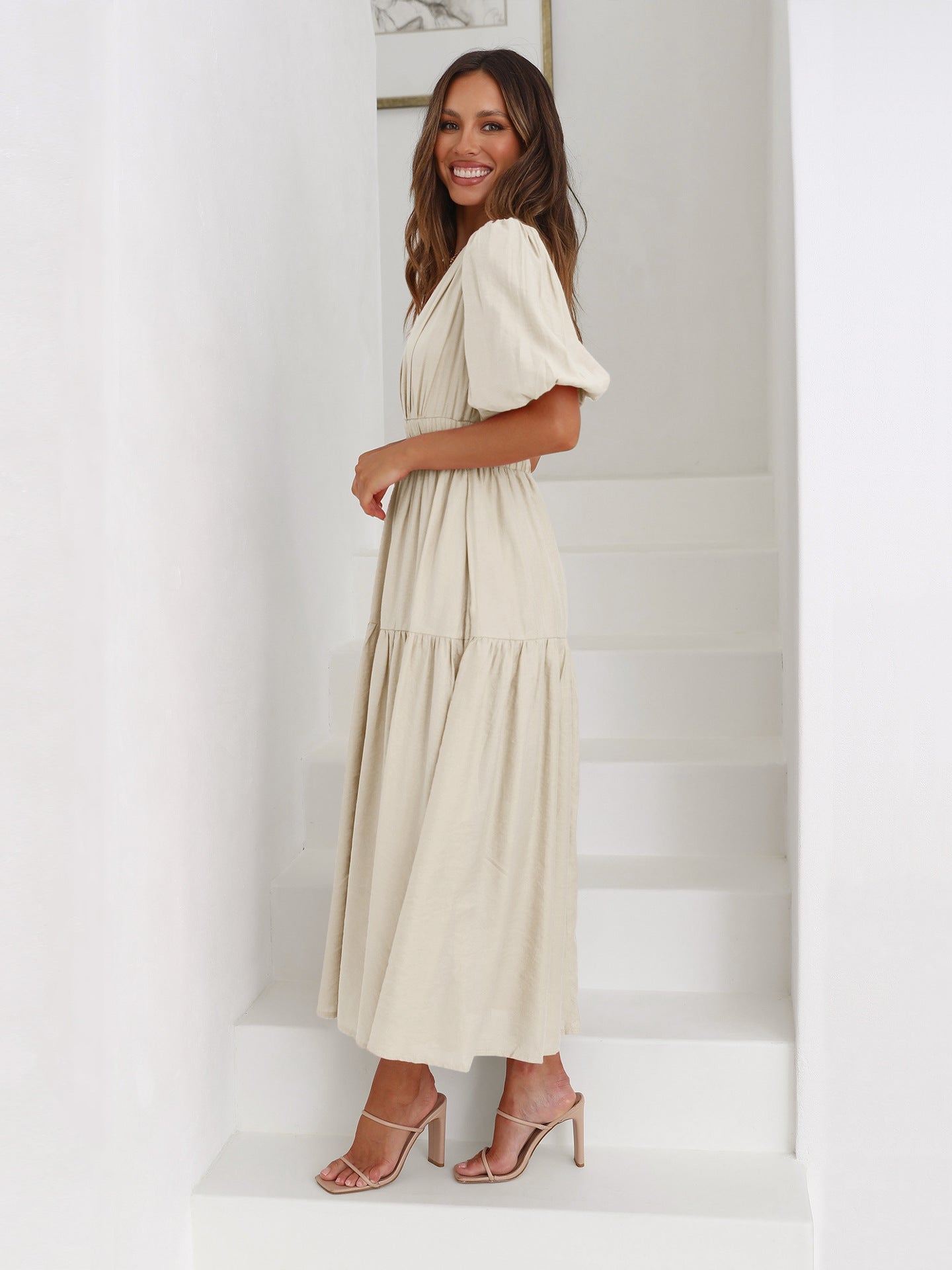 Puff sleeves dress for women | Enola -8