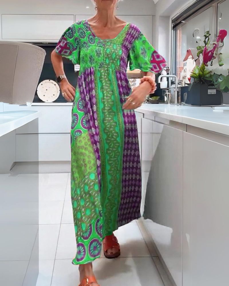Colourful relaxed bohemian everyday dress for women | Corinne -5
