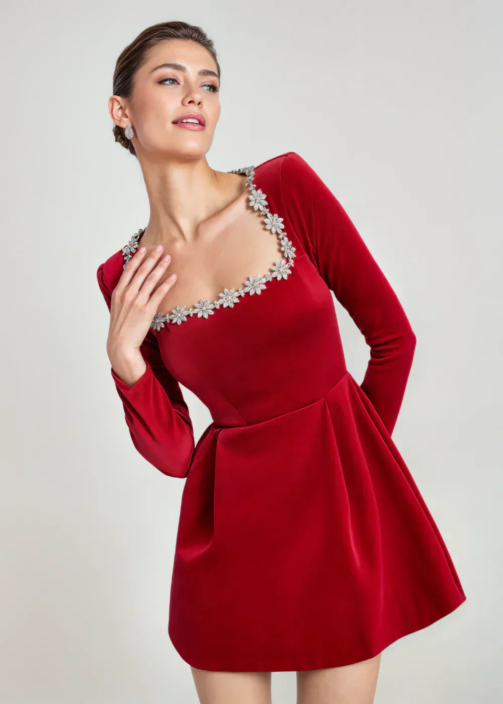 Chic velvet mini dress for women | Willow -5