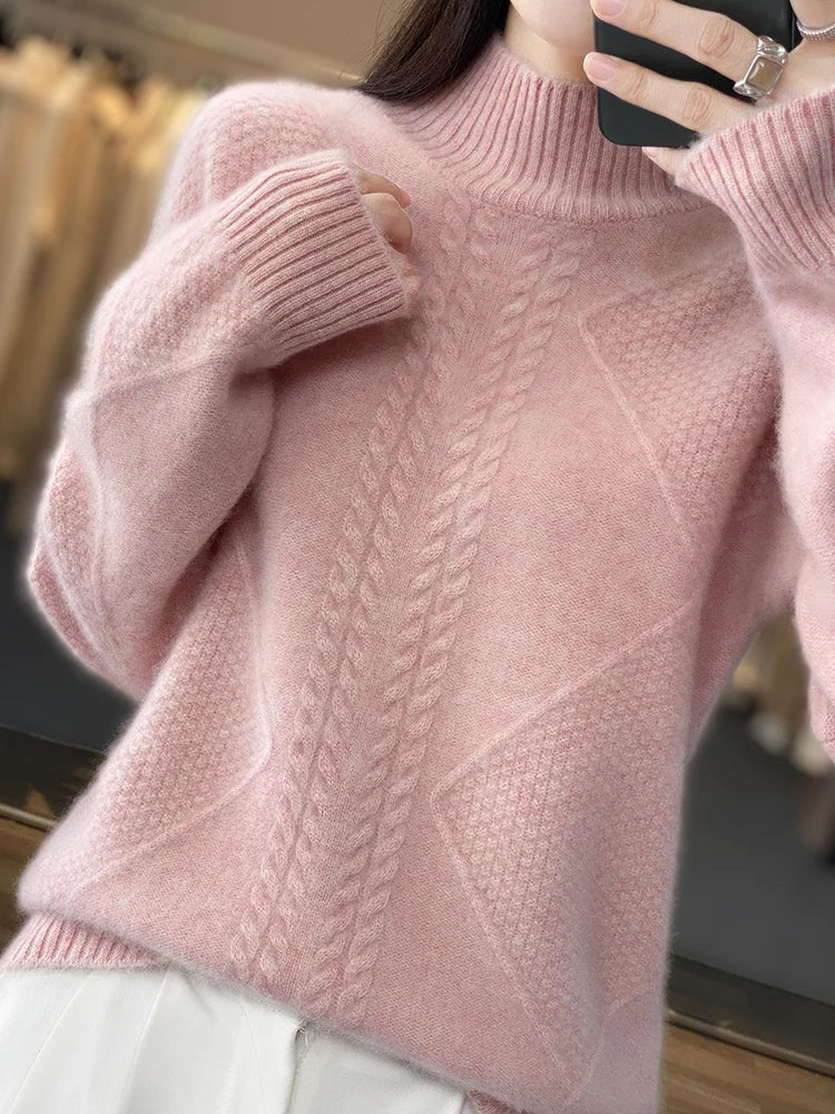 Cable-knit turtleneck jumper for women | Ellis -4