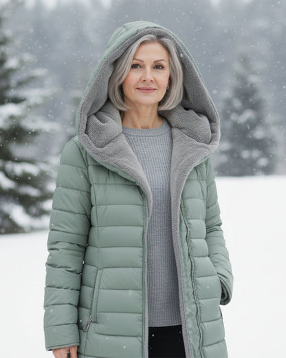 Warm hooded puffer winter coat for women | Olivia -12