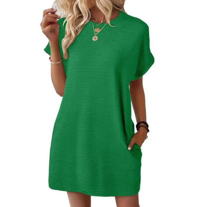 Casual minimalist round-neck summer dress for women | Evasha -12
