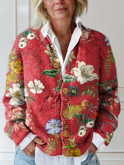 Floral open-front cardigan for women | Mirelle -1