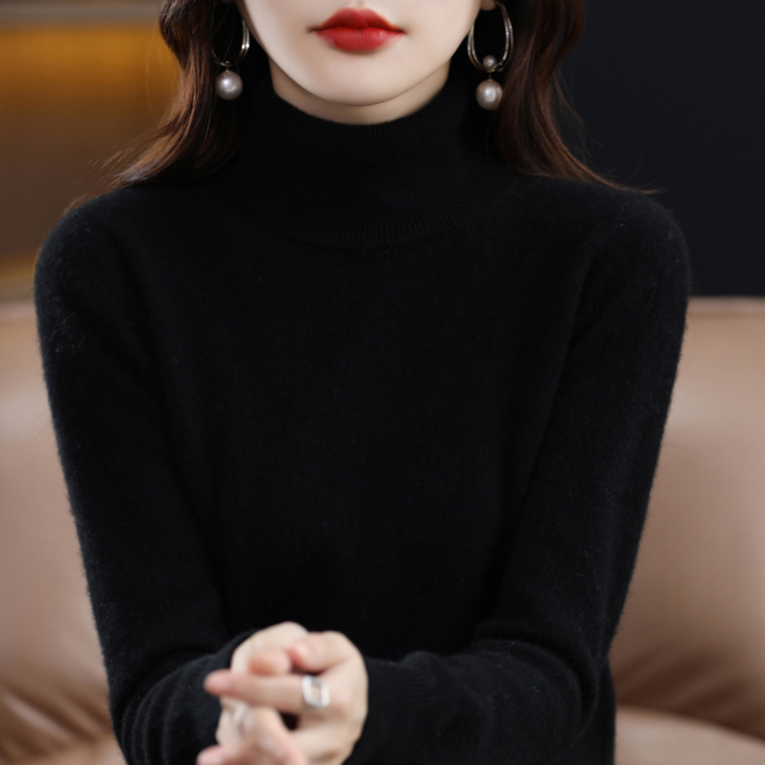 Soft knit turtleneck jumper for women | Elara -1