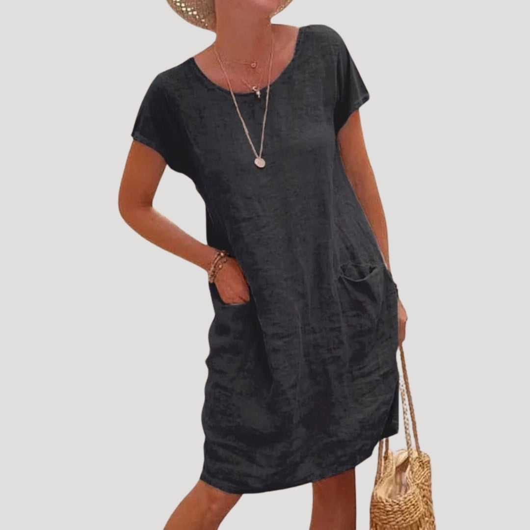 Short-sleeve summer midi dress for women | Isla -2