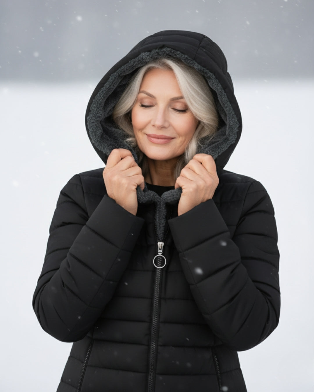 Fleece-lined puffer coat with A-line silhouette for women | Jami
