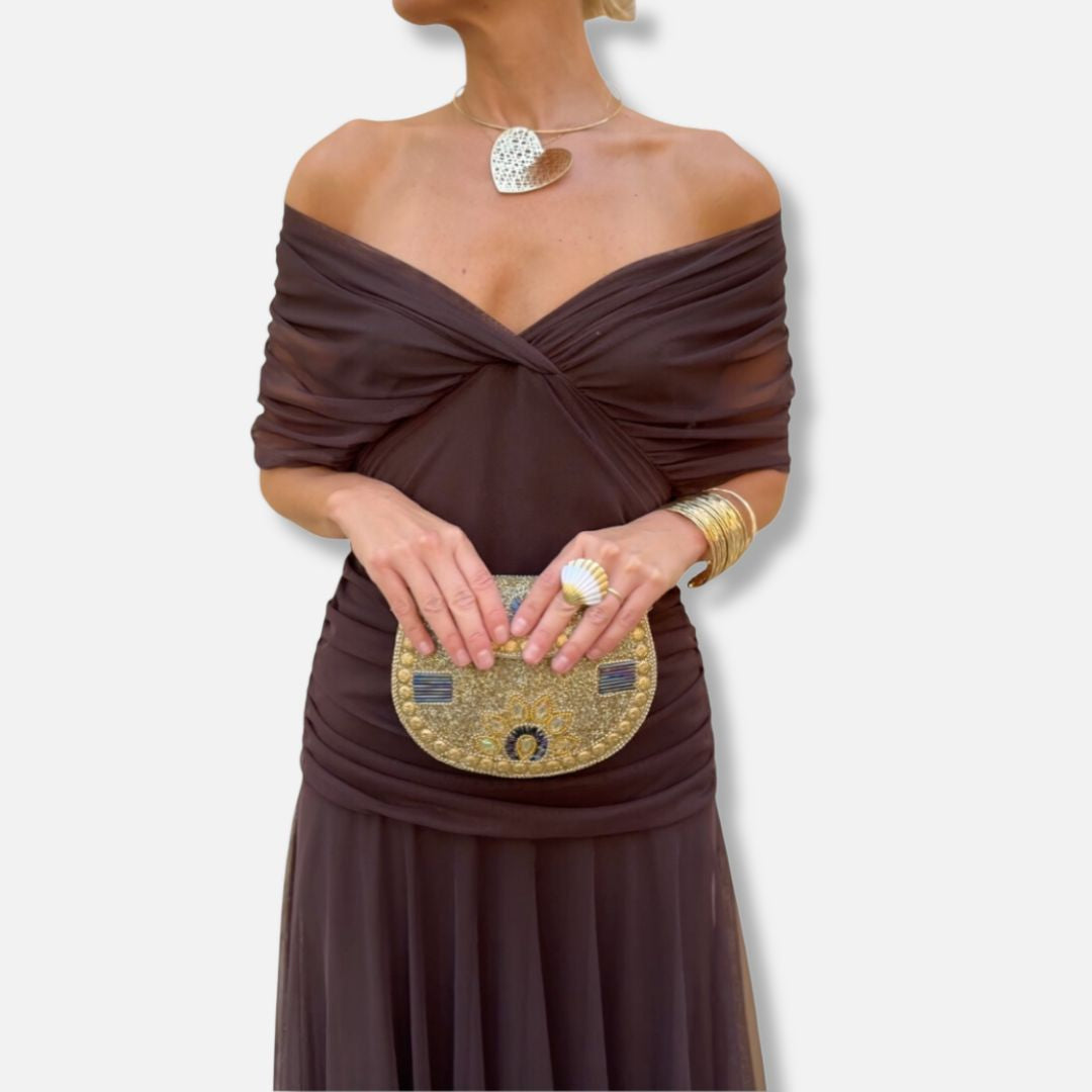 Elegeant V-neck maxi dress for women | Amara -7