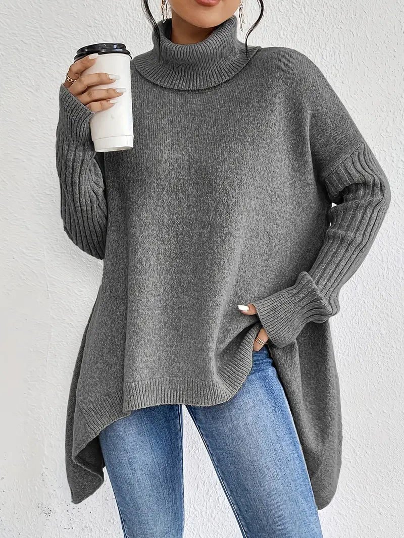 Oversized knit turtleneck everyday jumper for women | Elowen -7