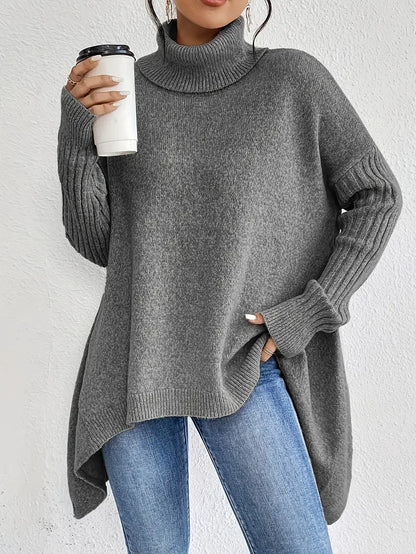 Oversized knit turtleneck everyday jumper for women | Elowen -7