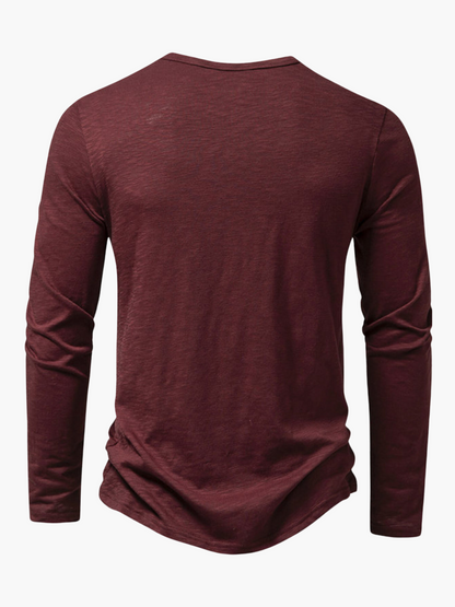 Cotton blend henley long sleeve t-shirt for men -11