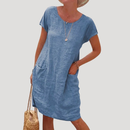 Short-sleeve summer midi dress for women | Isla -4