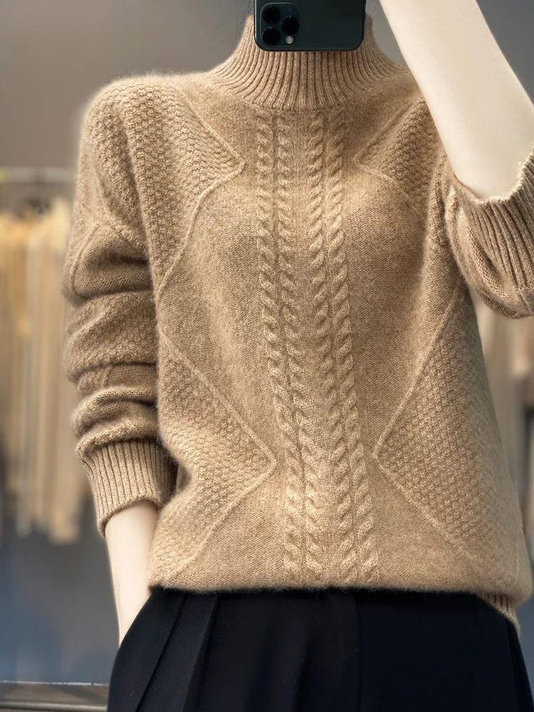 Cable-knit turtleneck jumper for women | Ellis -7