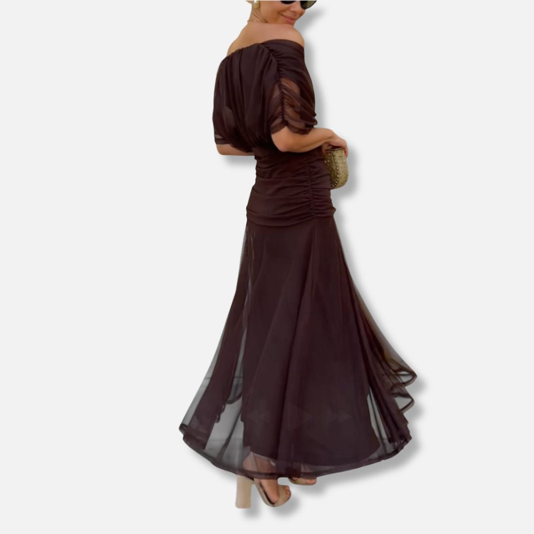 Elegeant V-neck maxi dress for women | Amara -11