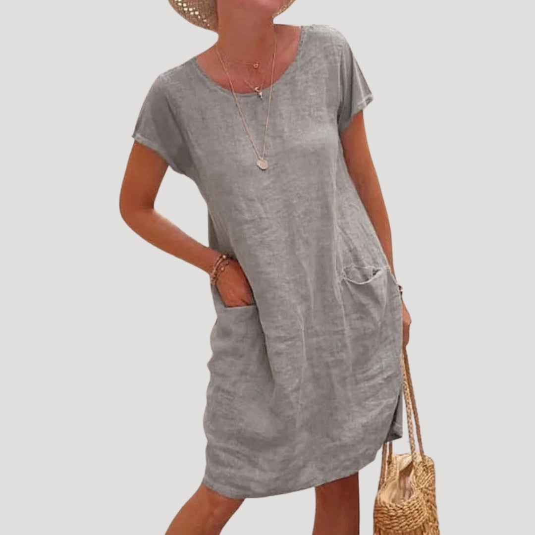 Short-sleeve summer midi dress for women | Isla -5