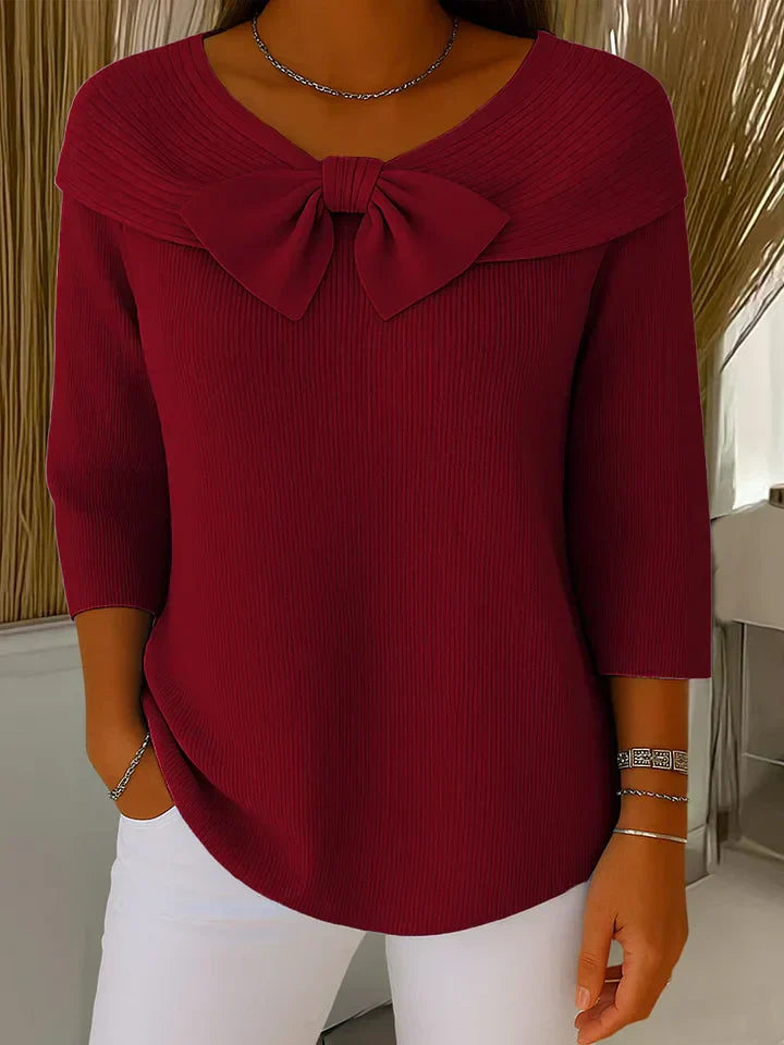 Classic bow-detail everyday knit jumper for women | Elodie -4