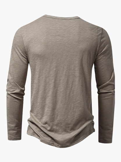 Cotton blend henley long sleeve t-shirt for men -13