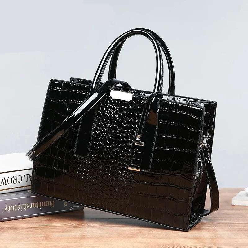 Luxury crocodile pattern tote bag for women | Fiorenza -2