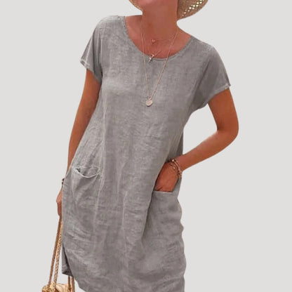 Short-sleeve summer midi dress for women | Isla -7