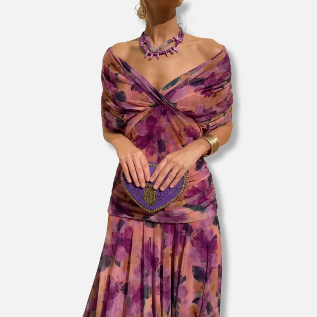 Elegeant V-neck maxi dress for women | Amara -9